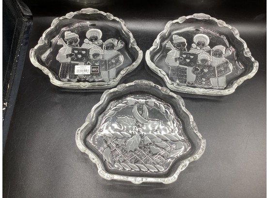Mikasa Glass Holiday Dishes - Assorted Set Of 3