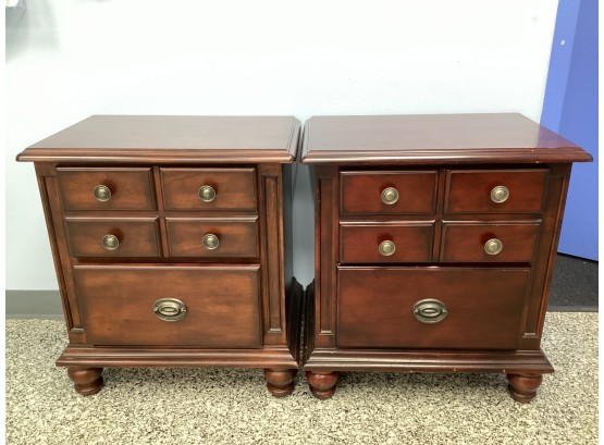 Wood Night Stands With 2 Drawers  - Set Of 2