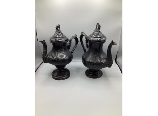 Pair Of Case & Co. New York Triple Plate Teapots
