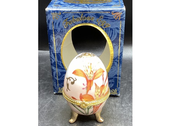 My Treasure Hand Painted Genuine Porcelain 'fabulous Egg' Trinket Box - In Original Box