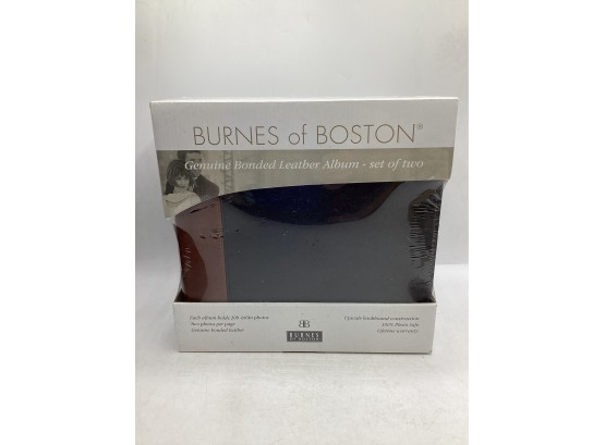 Burnes Of Boston Genuine Bonded Leather Photo Album - Set Of 2 - New In Box