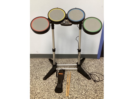 Rock Band Drums With 4 Pads, Kick Pedal, 2-real Drum Sticks & Stand In Original Box