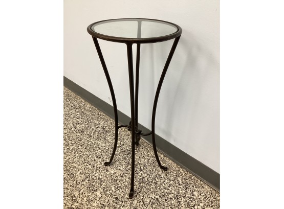 Metal Round Plant Stand With Glass Top