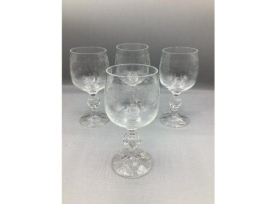 Bohemia Etched Crystal Goblets, Set Of 4