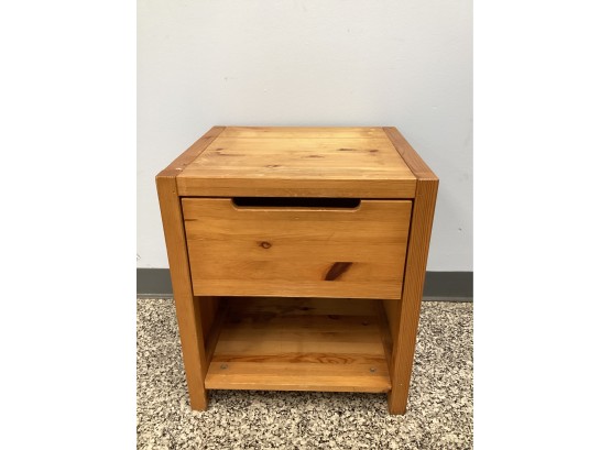 Wood Side Table With Drawer & Lower Shelf