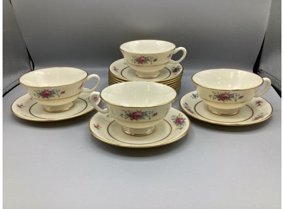 Lenox Rose By Lenox Four Tea Cups & Eleven Saucers #J-300 Made In USA