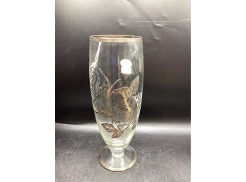 Bedford Silver Inc. Gold Plate On Sterling Silver Glass Vase With Roses