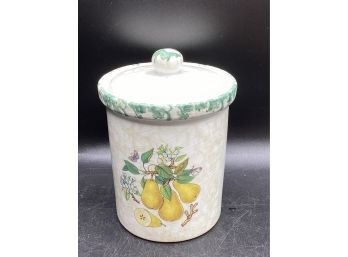Fortunoff Ceramic Pear Motif Cannister With Lid