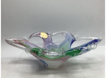 Murano Italy Glassware 'crystal Clear' Decorative Bowl