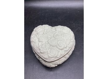 Lenox Roses Porcelain Heart Shaped Trinket Box