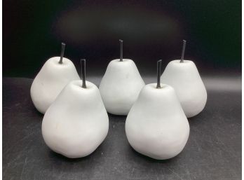 White Ceramic Pear Table Decor - Set Of 5