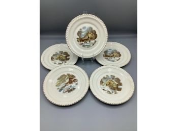 Hackerware  Courier & Ives 6 Dessert Plates Made In USA
