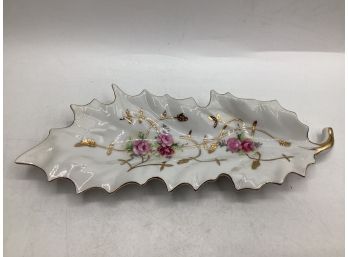 Arnart Floral Roses Porcelain Leaf Shaped Dish