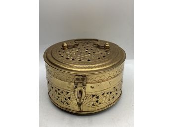 Brass Round Footed Box With Lid