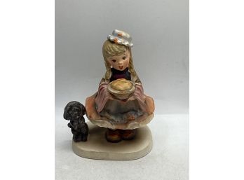 Napco Ceramic 'Dinner Time' Girl With Dog Figurine/vintage