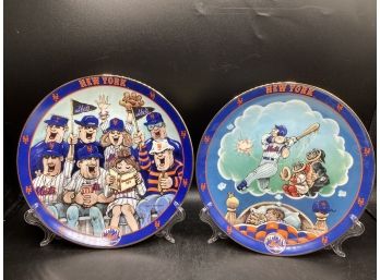 The Danbury Mint By Gary Patterson 'Mets Dream' & 'Mets First Date' The Ultimate Mets Fan Plates - Set Of 2