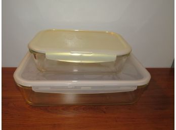 Lock Lock Glass Baking Dishes With Plastic Lids - Set Of 2