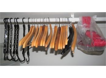 Wood Hangers, Plastic Hangers, Space Saving Hangers - Assorted Lot
