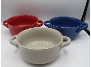 Certified International Red/white/blue Handled Bowls - Set Of 3