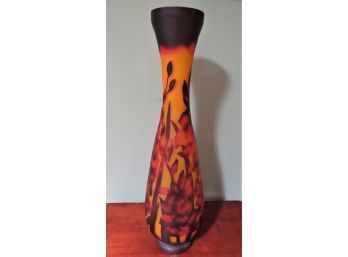 Reproduction Emile Galle Amber/orange Floral Tall Vase