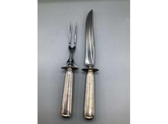 Cartier Sterling Handled Serving Fork & Knife - Set Of 2