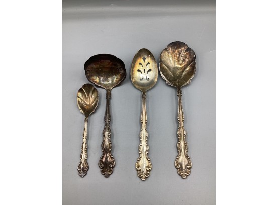 Community Silverplate Slotted Spoon, Sugar Spoon, Ladle, Serving Spoon - Set Of 4