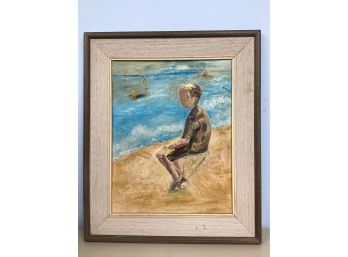 Boy On Beach Framed Painting