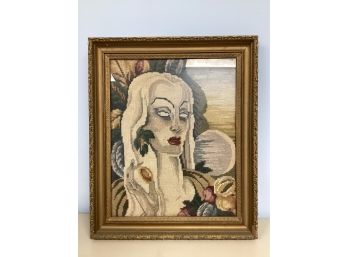 Needlepoint Of Woman In Frame