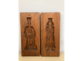 Wood Hand Carved Drummer Boy & Queen/princess  Wall Decor - Set Of 2