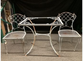 Wrought Iron Table & 2 Chairs - Set Of 3
