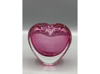 Art Glass Pink Heart Vase