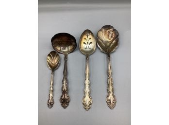 Community Silverplate Slotted Spoon, Sugar Spoon, Ladle, Serving Spoon - Set Of 4