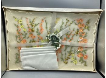 Floral Placemats, Cloth Napkin - New In Package