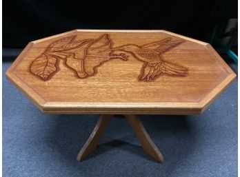 Hummingbird & Flower Wood Octagon Coffee Table