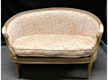 Fabric Upholstered/wood Loveseat With Cane Seat & Back