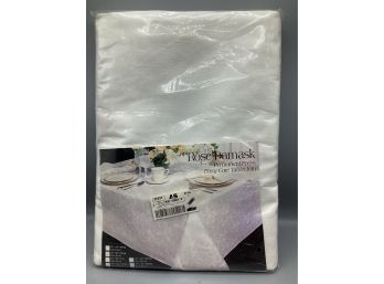 Rose Damask White Reversible Tablecloth 60' X 102' Oval - New In Package