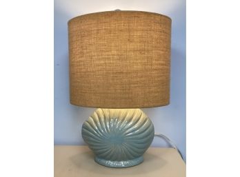 Light Blue Ceramic Table Lamp With Oval Shade