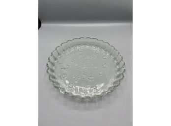 Cut Glass Floral Pattern Pie Dish