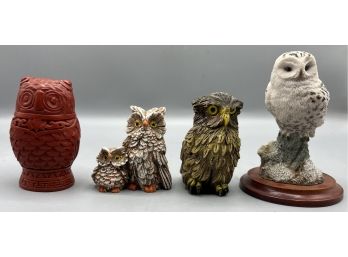 Resin Owl Figurines - 4 Total