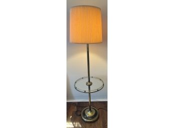 Vintage Brass Glass Top End Table Floor Lamp