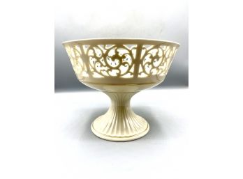 Lenox Ivory Porcelain Tracery Collection - Victorian Style Pierced Footed Centerpiece Fruit Bowl