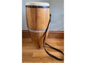 Wooden Bongo With Strap 21 1/2H X 9D