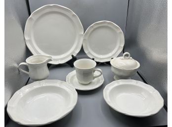 Mikasa French Countryside Pattern Stoneware Dinnerware Set - 77 Pieces Total