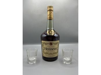 Hennessy Cognac Very Special 750ml Sealed - With Etched Shot Glass Set
