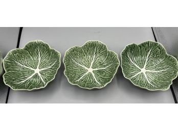 Bordallo Pinheiro Cabbage Pattern Ceramic Bowls - 3 Total