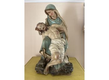 Handcrafted Pieta Sculpture - Hand Painted Plaster