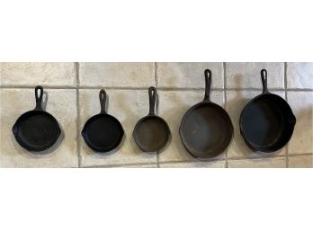 Cast Iron Frying Pans - Assorted Lot - 5 Total