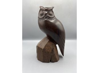 Hand Carved Wooden Owl Sculpture