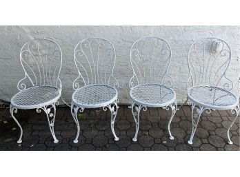 Wrought Iron Outdoor Chairs - 4 Total