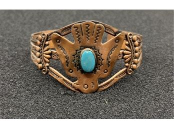 Solid Copper Turquoise Bangle Bracelet